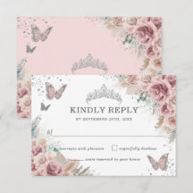 Boho Blush Dusty Rosa Floral Pampas Quinceañera