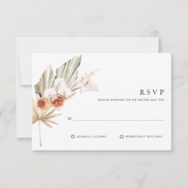 Cartão RSVP Boho Botânico Bohemian Floral Wedding