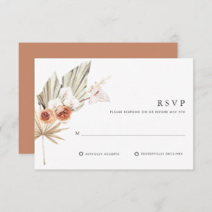 Cartão RSVP Boho Botânico Bohemian Floral Wedding