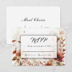 Cartão RSVP Boho Browns com Borboletas Casamento Floral