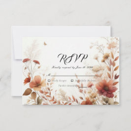 Cartão RSVP Boho Browns with Butterflies Floral Wedding