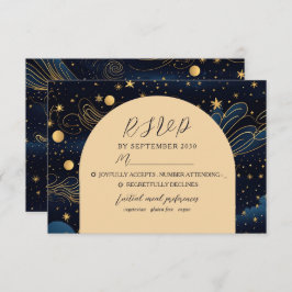 Cartão RSVP Boho Celestial Night Weding