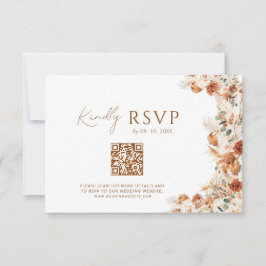 Cartão RSVP Boho Chic Elegant Script Wedding Website QR Code
