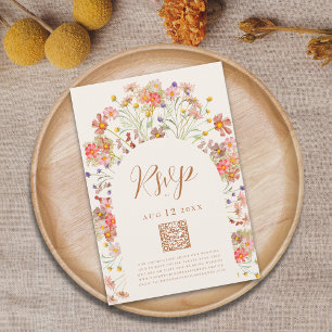 Cartão RSVP Boho Chic Outono Arco de Flores Silvestres