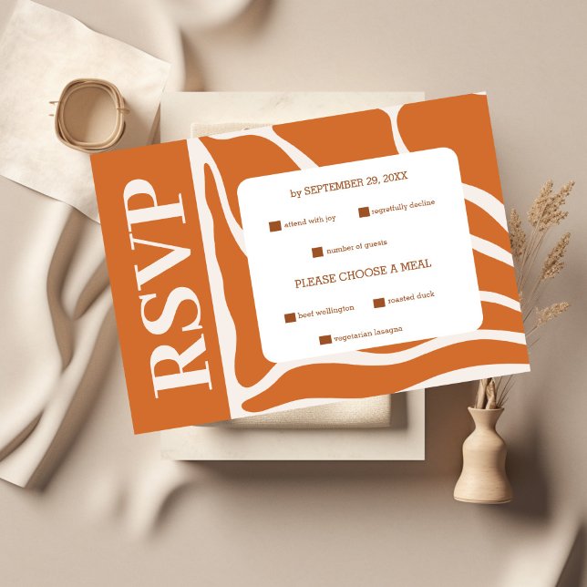 Cartão RSVP Boho Chic Retro Floral Wedding (Criador carregado)