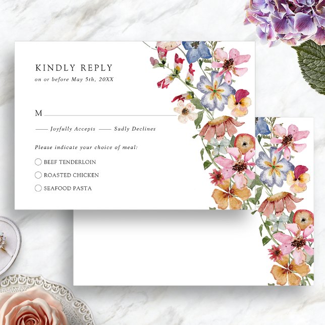 Cartão RSVP Boho Colorido (Colorful Floral Boho RSVP Card by Painted Paperie
)