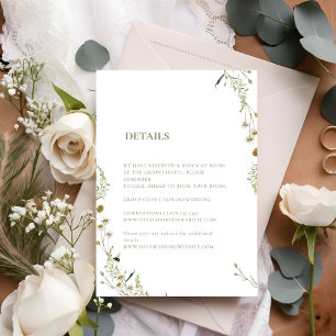Cartão RSVP Boho Daisy Beidge Wildflower Detalhes do casamento