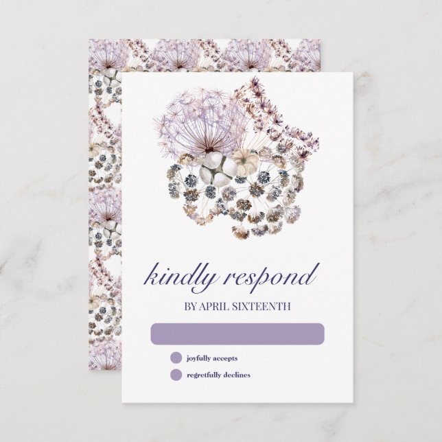 Cartão RSVP Boho Dandelion Floral Pagan Handfasting (Frente/Verso)