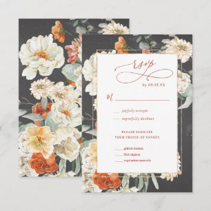 Cartão RSVP Boho Dark Floral   VP de Casamento