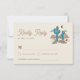 Cartão RSVP Boho Desert Cactus Arizona Southwestern Wedding