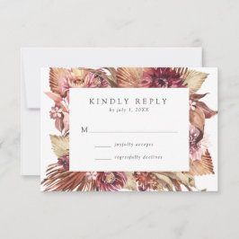 Cartão RSVP Boho Desert Floral Wedding