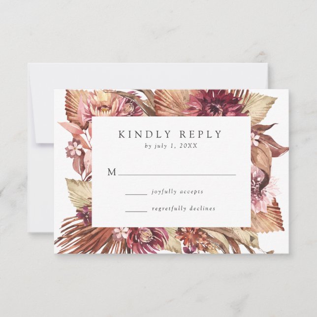 Cartão RSVP Boho Desert Floral Wedding (Frente)