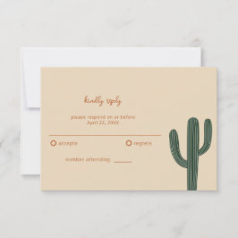 Cartão RSVP Boho Desert Simple Wedding