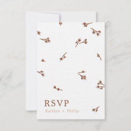 Cartão RSVP Boho Earthy Elegante Botânico Ivory Wedding White
