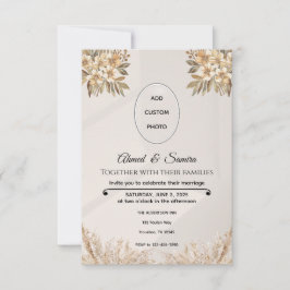 Cartão RSVP Boho Elegant Rustic Floral Wedding