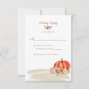 Cartão RSVP Boho Fall Pumpkins Beach Arbor Weding