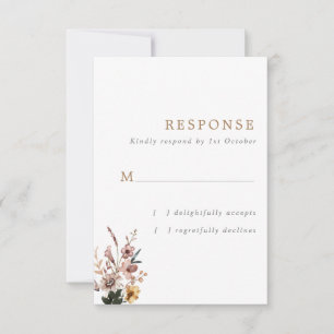 Cartão RSVP Boho Fall Wild Flowers Vertical Wedes