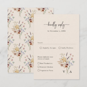 Cartão RSVP Boho Flor Silvestre Vintage
