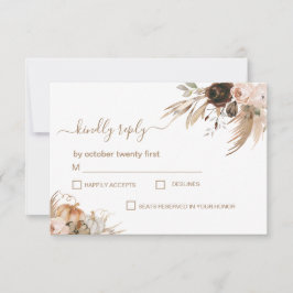 Cartão RSVP Boho Floral Pumpkin se apaixona