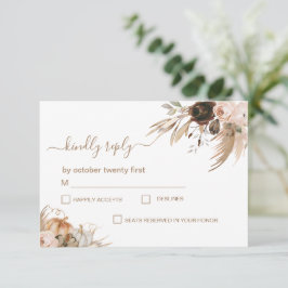 Cartão RSVP Boho Floral Pumpkin se apaixona