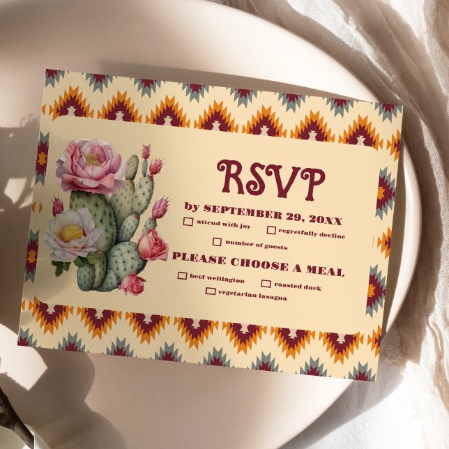 Cartão RSVP Boho Floral Western Wedding (Criador carregado)