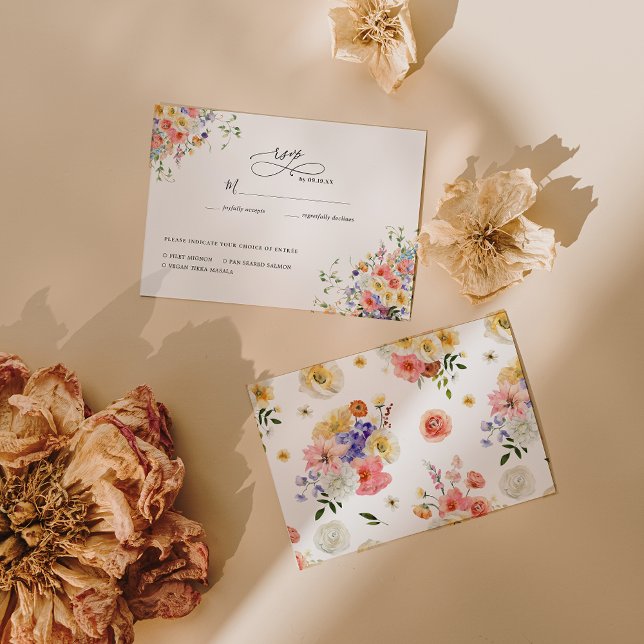 Cartão RSVP Boho Garden Wildflower | VP de Casamento (Criador carregado)