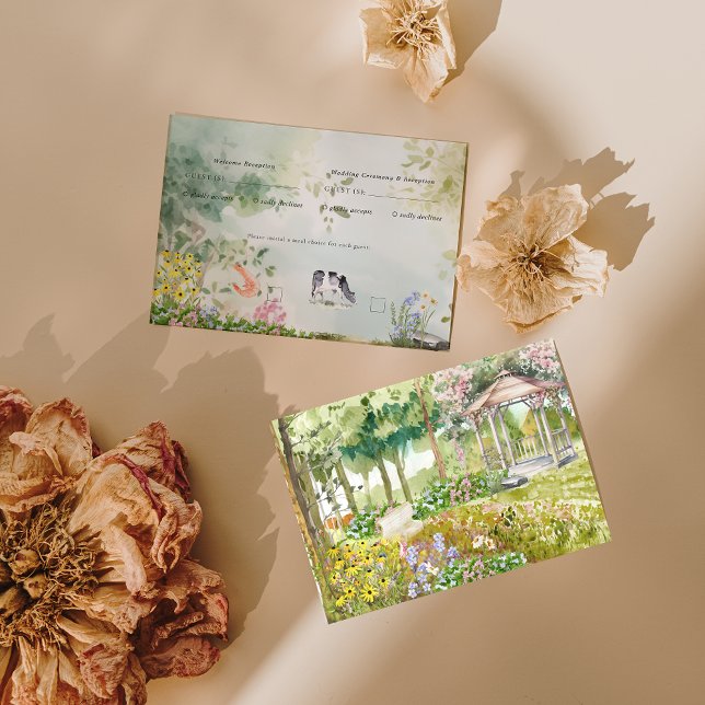 Cartão RSVP Boho Garden Wildflower | VP de Casamento (Criador carregado)