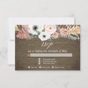 Cartão RSVP Boho Grama das Pampas Floral Tropical Folhagem RSV