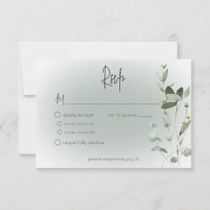 Cartão RSVP Boho Greenery Delicate Modern Wedding