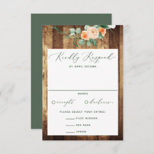 Cartão RSVP Boho Greenery Farmhouse Casamento de Barão Botânic