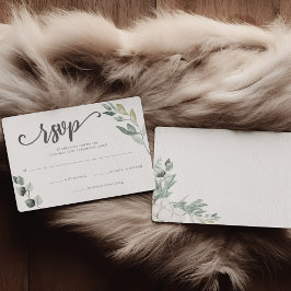 Cartão RSVP Boho Greenery Watercolor Eucalyptus Wedding