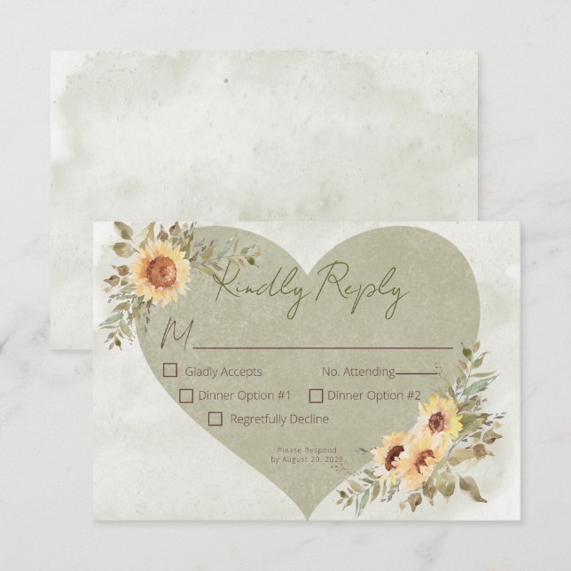 Cartão RSVP Boho Heart Wedt (Frente/Verso)