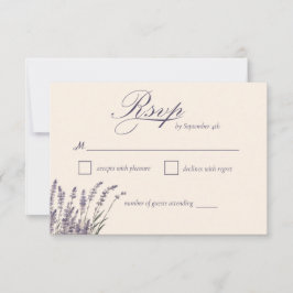 Cartão RSVP Boho Lavanda Roxo Casamento Floral