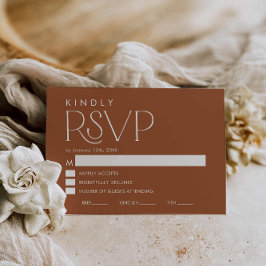 Cartão RSVP Boho Minimal Terracotta Wedding