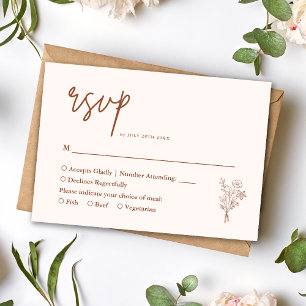 Cartão RSVP Boho Minimalist Botanicals Terracotta Wedding