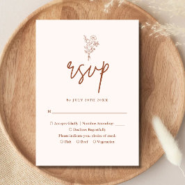 Cartão RSVP Boho Minimalist Botanicals Terracotta Wedding