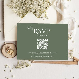 Cartão RSVP Boho minimalista moderno casado verde