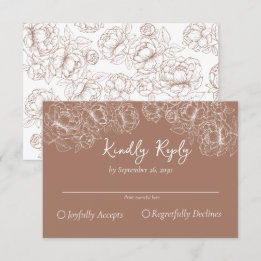 Cartão RSVP Boho Mocha Mousse Casamento Floral Romântico