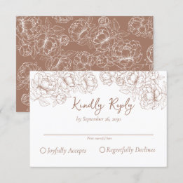 Cartão RSVP Boho Mocha Mousse Casamento Floral Romântico