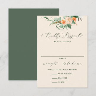 Cartão RSVP Boho Neutral Greenery Casamento de Pêssego Botânic