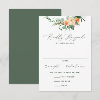 Cartão RSVP Boho Neutral Greenery Floral Casamento Botânico