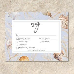 Cartão RSVP Boho Ocean Dusty Blue No Janto de Casamento de Pra