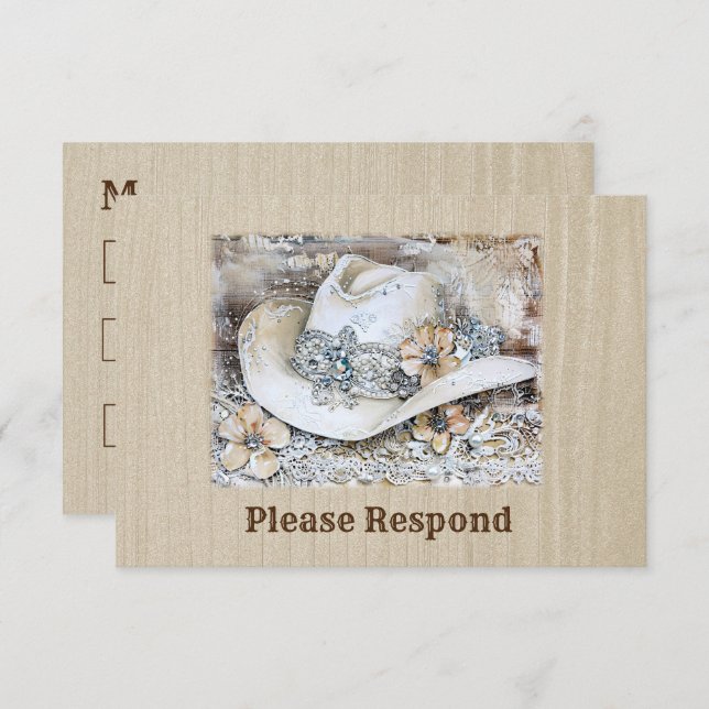 Cartão RSVP Boho Ocidental Elegante (Frente/Verso)