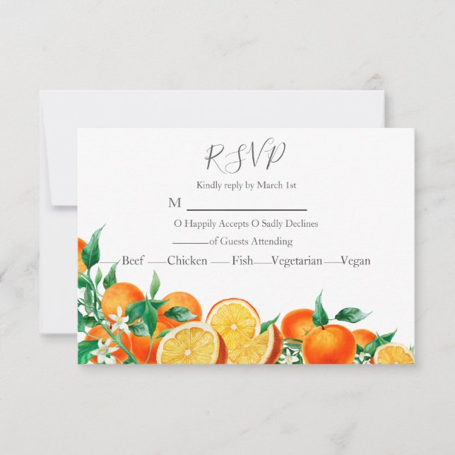 Cartão RSVP Boho Orange Blossom Casamento (Frente)