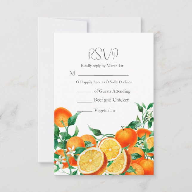 Cartão RSVP Boho Orange Blossom Código QR Casamento (Frente)