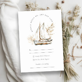Cartão RSVP Boho Palm Sailboat Seascape Watercolor Casamento