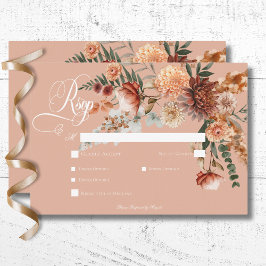 Cartão RSVP Boho Peach & Rust Floral Peach Blush Janto
