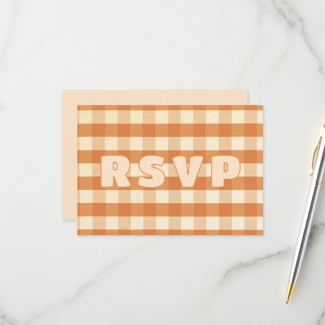 Cartão RSVP Boho Retro Groovy Casamento Wavy Colorido (Frente/Verso In Situ)