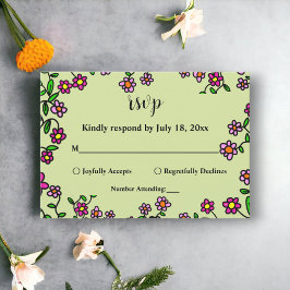 Cartão RSVP Boho Rosa do Jardim Botânico Casamento Floral Prim