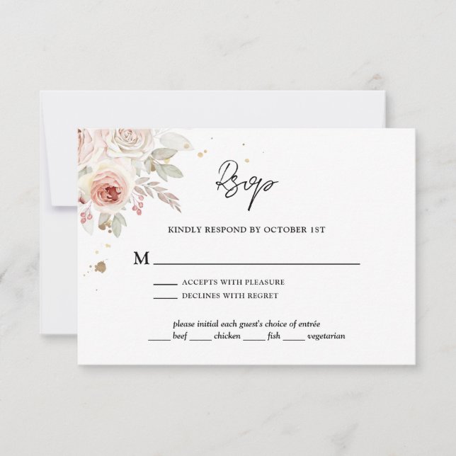 Cartão RSVP Boho Rustic Floral Wedding (Frente)